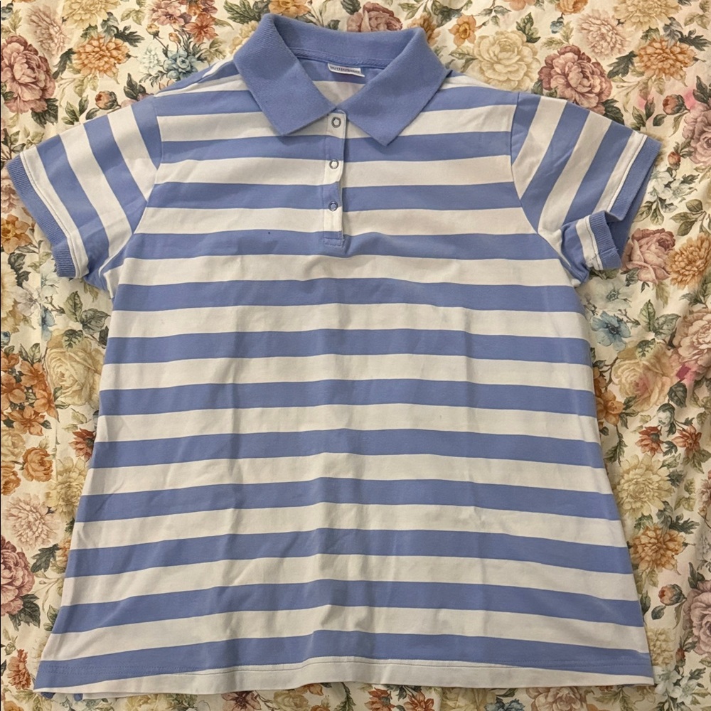 Motherhood Maternity Blue and White Polo